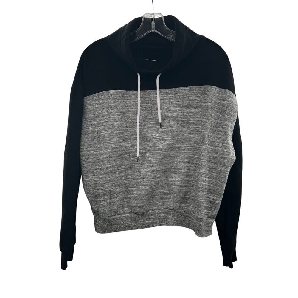 Reflex Women's Black/Heather Gray Colorblock Pullover Top Cowl Neck Size Small